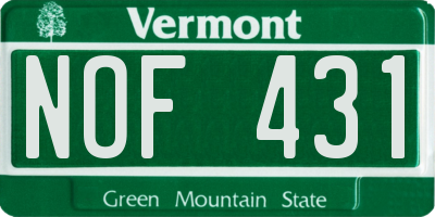 VT license plate NOF431