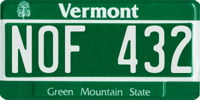 VT license plate NOF432