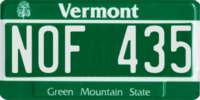 VT license plate NOF435