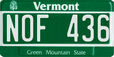 VT license plate NOF436