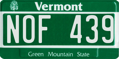 VT license plate NOF439