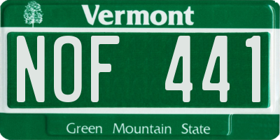VT license plate NOF441