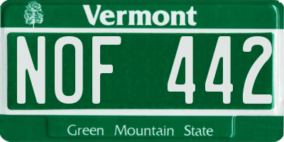 VT license plate NOF442
