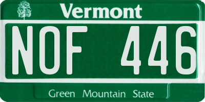 VT license plate NOF446