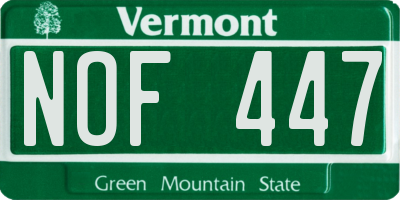 VT license plate NOF447
