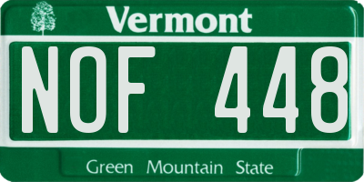 VT license plate NOF448