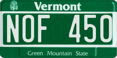 VT license plate NOF450