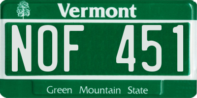 VT license plate NOF451