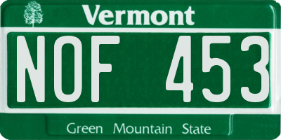 VT license plate NOF453