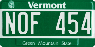 VT license plate NOF454