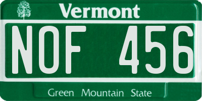 VT license plate NOF456