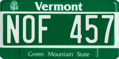 VT license plate NOF457