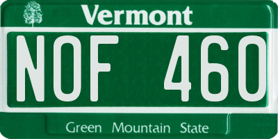 VT license plate NOF460