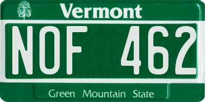 VT license plate NOF462