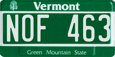 VT license plate NOF463