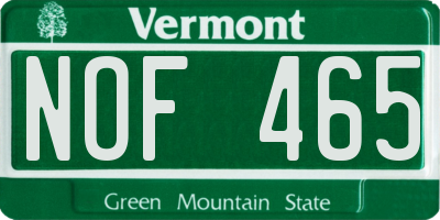 VT license plate NOF465