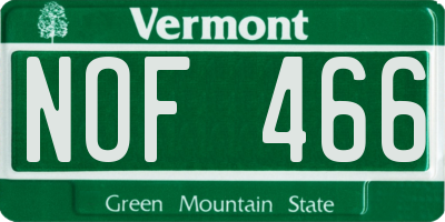 VT license plate NOF466