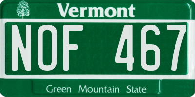 VT license plate NOF467