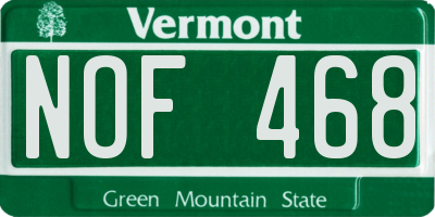 VT license plate NOF468