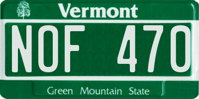 VT license plate NOF470