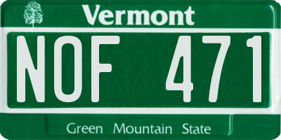 VT license plate NOF471