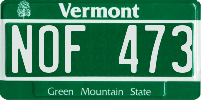 VT license plate NOF473