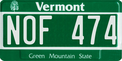 VT license plate NOF474