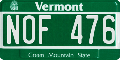 VT license plate NOF476