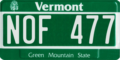 VT license plate NOF477