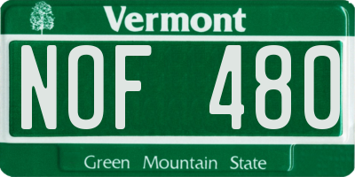 VT license plate NOF480