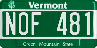 VT license plate NOF481
