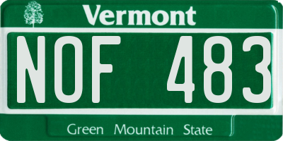 VT license plate NOF483