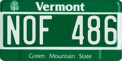 VT license plate NOF486