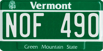 VT license plate NOF490