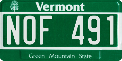VT license plate NOF491