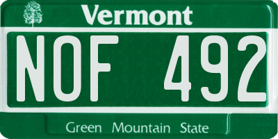 VT license plate NOF492