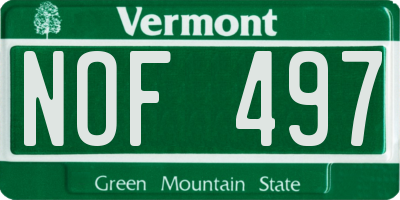 VT license plate NOF497
