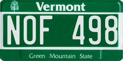 VT license plate NOF498