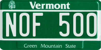VT license plate NOF500