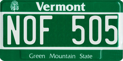 VT license plate NOF505