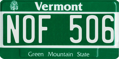 VT license plate NOF506