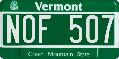 VT license plate NOF507
