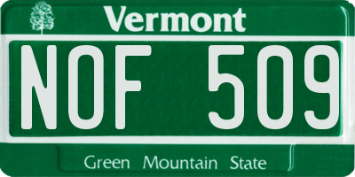 VT license plate NOF509