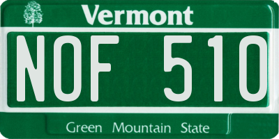 VT license plate NOF510