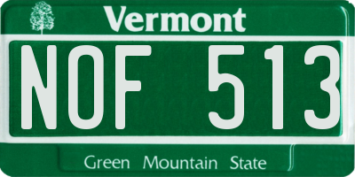 VT license plate NOF513