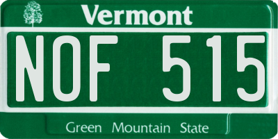 VT license plate NOF515
