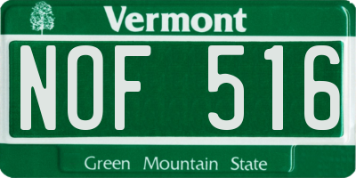 VT license plate NOF516