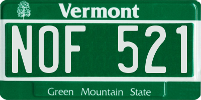 VT license plate NOF521