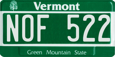 VT license plate NOF522