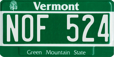 VT license plate NOF524